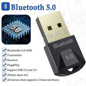 img 3 attached to 🔐 Encrypted Wireless Transmission USB Bluetooth Adapter 5.0, Ideal for Laptops, Desktops, Mice, Keyboards, Headsets, Speakers, and Printers