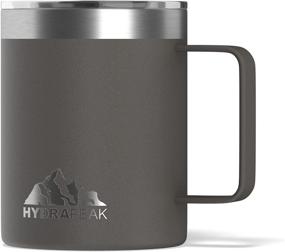 img 4 attached to ☕ Hydrapeak 14oz Insulated Coffee Mug: Stay Refreshed Anywhere, Anytime with Stainless Steel Double Walled Travel Cup, 3 Hours Hot / 9 Hours Cold, Spill-Proof Design and Convenient Handle (Graphite)