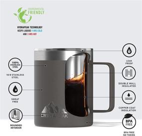 img 1 attached to ☕ Hydrapeak 14oz Insulated Coffee Mug: Stay Refreshed Anywhere, Anytime with Stainless Steel Double Walled Travel Cup, 3 Hours Hot / 9 Hours Cold, Spill-Proof Design and Convenient Handle (Graphite)