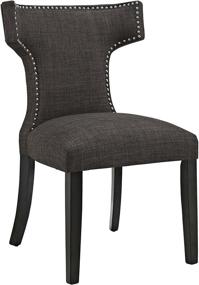 img 3 attached to 🪑 Modway Curve Brown Upholstered Fabric Chair with Nailhead Trim - Mid-Century Modern Style