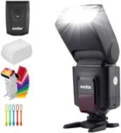 📸 godox wireless 433mhz gn33 camera flash speedlite with built-in receiver: compatible for canon nikon sony olympus pentax fuji dslr cameras with diffuser, filters, and usb led - ultimate lighting solution logo
