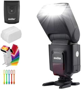img 4 attached to 📸 Godox Wireless 433MHz GN33 Camera Flash Speedlite with Built-in Receiver: Compatible for Canon Nikon Sony Olympus Pentax Fuji DSLR Cameras with Diffuser, Filters, and USB LED - Ultimate Lighting Solution
