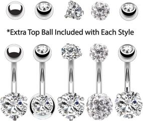 img 3 attached to 💎 Stylish and Durable: BodyJ4You 5PC Belly Button Rings 14G Stainless Steel CZ Women's Navel Jewelry - 5 Replacement Balls Pack