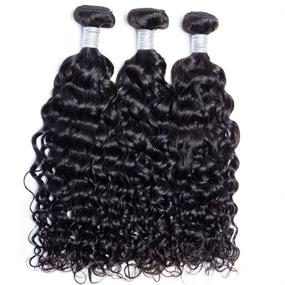 img 3 attached to 🌊 Brazilian Water Wave Human Hair Bundles - 10A Virgin Hair, Curly Weave, 3 Bundles - 100% Unprocessed Remy Human Hair, Wet and Wavy Hair Extensions