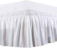 🛏️ silky soft and wrinkle-free indiana linen wrap around elastic bed skirt - polyester/microfiber - king size - 18" drop length - white solid - 1pc bedskirt logo