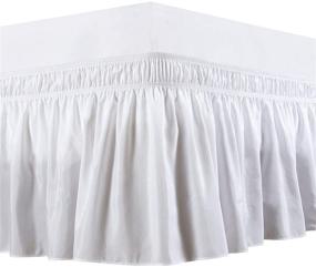 img 4 attached to 🛏️ Silky Soft and Wrinkle-Free Indiana Linen Wrap Around Elastic Bed Skirt - Polyester/Microfiber - King Size - 18" Drop Length - White Solid - 1PC Bedskirt