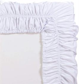 img 1 attached to 🛏️ Silky Soft and Wrinkle-Free Indiana Linen Wrap Around Elastic Bed Skirt - Polyester/Microfiber - King Size - 18" Drop Length - White Solid - 1PC Bedskirt