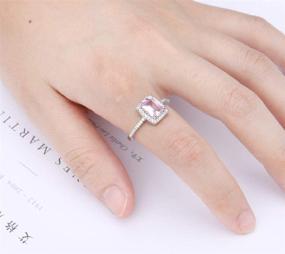 img 1 attached to 💍 Zhiwen Charm Women's 925 Silver Pink Sapphire Square & CZ Gemstone Rings - Bridal Wedding Engagement Jewelry Size 6-10 (US code 8)