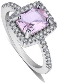 img 3 attached to 💍 Zhiwen Charm Women's 925 Silver Pink Sapphire Square & CZ Gemstone Rings - Bridal Wedding Engagement Jewelry Size 6-10 (US code 8)