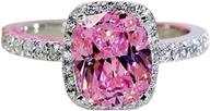 💍 zhiwen charm women's 925 silver pink sapphire square & cz gemstone rings - bridal wedding engagement jewelry size 6-10 (us code 8) logo