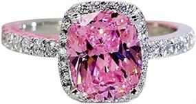 img 4 attached to 💍 Zhiwen Charm Women's 925 Silver Pink Sapphire Square & CZ Gemstone Rings - Bridal Wedding Engagement Jewelry Size 6-10 (US code 8)