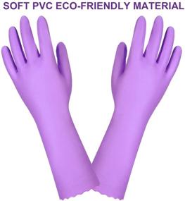 img 2 attached to 🧤 Latex Free Medium Purple Kitchen Gloves - 2 Pairs | Household Dishwashing Cleaning Gloves with Cotton Lining