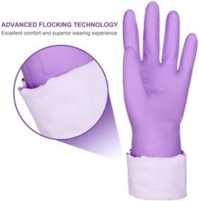 img 1 attached to 🧤 Latex Free Medium Purple Kitchen Gloves - 2 Pairs | Household Dishwashing Cleaning Gloves with Cotton Lining