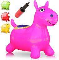🐴 waliki hopping horse hopper - johnny the bouncy horse for toddlers - jumping horse in yellow (pink) logo