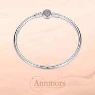 📿 annmors forever love sterling silver charm bracelet with clasp - perfect fit bangle bracelets for women and girls - available in 17cm (6.7"), 19cm (7.45"), and 21cm (8.3") sizes logo