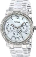 💎 xoxo women's xo5529 stylish clear bracelet watch with rhinestones logo