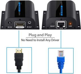 img 1 attached to 🔌 LiNKFOR 196ft HDMI Extender: 1080P Network Extension with IR, 60m HDMI Over Ethernet via Cat 6/7, 3D Support for PC DVD Sky HD Box PS3 PS4