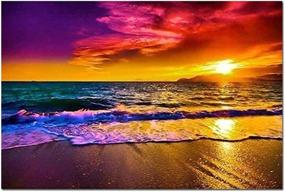 img 4 attached to 🎨 Gelanyoupin 5D DIY Diamond Painting Cross Stitch Pattern: Full Round Diamond Mosaic Drill Icons Daimond Embroidery Rhinestones Painting Art Crafts - Landscape Beach Sunset (40x50cm/15.7x19.6inches)