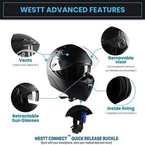 img 2 attached to 🏍️ Сертифицированный шлем для мотоциклов Westt Torque Modular - уличный законный шлем для скутера, мопеда и мотоцикла (матовый черный)