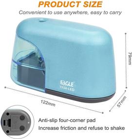 img 1 attached to 🦅 Eagle Electric Pencil Sharpener - Portable, Battery Powered with LED Light, Reusable Blade - Ideal School and Office Supplies for Kids (Blue)