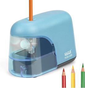 img 4 attached to 🦅 Eagle Electric Pencil Sharpener - Portable, Battery Powered with LED Light, Reusable Blade - Ideal School and Office Supplies for Kids (Blue)