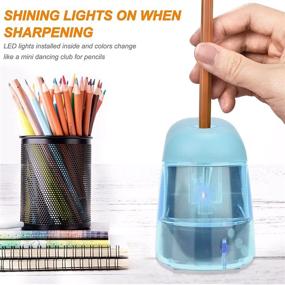 img 3 attached to 🦅 Eagle Electric Pencil Sharpener - Portable, Battery Powered with LED Light, Reusable Blade - Ideal School and Office Supplies for Kids (Blue)