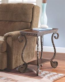 img 1 attached to 🪑 Rafferty Vintage-Inspired Dark Brown Chairside End Table by Signature Design by Ashley