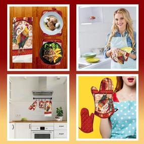 img 2 attached to 🐔 Набор Lobyn Value Packs из 4 предметов для кухни - Легкое декоративное куриное полотенце, кухонная варежка и прихватка