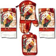🐔 набор lobyn value packs из 4 предметов для кухни - легкое декоративное куриное полотенце, кухонная варежка и прихватка логотип