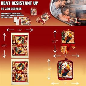 img 1 attached to 🐔 Набор Lobyn Value Packs из 4 предметов для кухни - Легкое декоративное куриное полотенце, кухонная варежка и прихватка