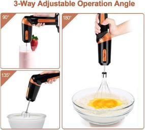 img 3 attached to 🔌 Electric Hand Mixer Set with AC, Stainless Steel Egg Whisk, BPA-Free Beater, Drink Mixer Attachment, Rotatable Angle Handheld Stick Mixer for Coffee - Perfect for Home Kitchen Use