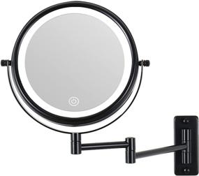 img 4 attached to 💡 10X Wall-Mounted Lighted Magnifying Mirror with 3 Color Modes, Dimmable Touch Screen, USB Charge, Extendable Double-Sided Vanity Mirror, 8 Inch, Black Finish - Ideal for Makeup