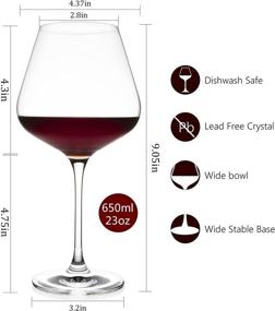 img 3 attached to 🍷 Swanfort Red Wine Glasses: Set of 4, Premium Crystal Clear Glass for Burgundy, 23 oz Big Wine Glass with Long Stem - Lead-free, Gift Packed for All Occasions