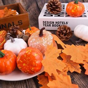 img 2 attached to 🎃 MISBEST Harvest Artificial Pumpkin: Stunning Fall Garland with Golden Pumpkin, Sunflower Floral Arrangement, Maple Leaves, Pine Cones, Acorns - Perfect Halloween and Thanksgiving Decorations