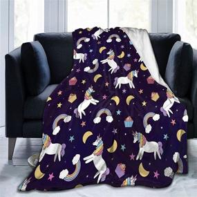 img 3 attached to 🦄 Cute and Cozy Unicorn Blanket - Perfect Girls' Gift and Bedroom Decor - Purple Rainbow Theme, Flannel, 50x60 Inch
