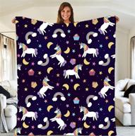 🦄 cute and cozy unicorn blanket - perfect girls' gift and bedroom decor - purple rainbow theme, flannel, 50x60 inch logo