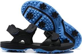 img 4 attached to NOXNEX Spikeless Sandals Adjustable Blackgreen Sports & Fitness for Golf