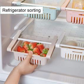 img 1 attached to 💡 2Pcs Fridge Drawer Organizer, Retractable Drawer Refrigerator Storage Box, Upgraded Pull Out Bins, Classifiable Fridge Shelf Holder Storage Box – Fits Fridge Shelves Under 0.5 inches (White+Beige)