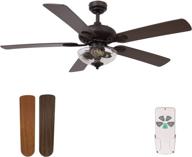 ⚙️ 52 inch farmhouse style indoor ceiling fan with light and remote control - reversible blades, etl listed логотип