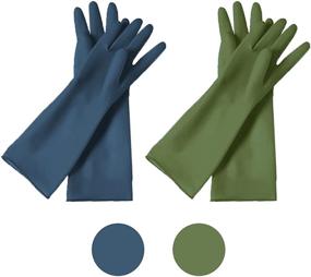 img 4 attached to 🧤 Dishwashing Gloves: Premium Rubber Gloves for Cleaning – Urban Green Urban Blue