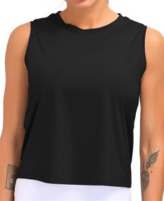 img 3 attached to Dragon Fit Women's Sleeveless Yoga Tops - Cooling Workout T-Shirt for Running, Short Tank Crop Tops