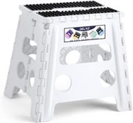 🪜 delxo folding step stool: non-slip, 13 inch height, premium heavy duty foldable stool for kids and adults - white, 2021 upgrade with dotted texture logo