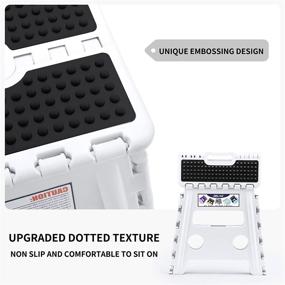 img 3 attached to 🪜 Delxo Folding Step Stool: Non-Slip, 13 inch Height, Premium Heavy Duty Foldable Stool for Kids and Adults - White, 2021 Upgrade with Dotted Texture