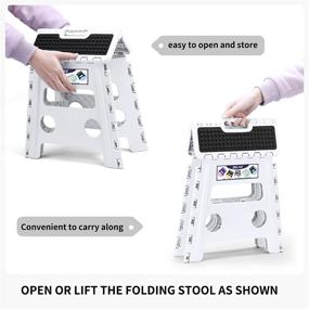 img 1 attached to 🪜 Delxo Folding Step Stool: Non-Slip, 13 inch Height, Premium Heavy Duty Foldable Stool for Kids and Adults - White, 2021 Upgrade with Dotted Texture