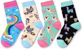 img 2 attached to Zmart Girls Funny Kids Unicorn Animal Llama Mermaid Food Socks Gift Box - Colorful and Playful Designs for Young Feet!