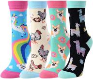 zmart girls funny kids unicorn animal llama mermaid food socks gift box - colorful and playful designs for young feet! logo
