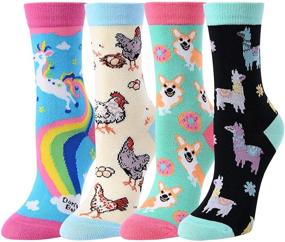 img 4 attached to Zmart Girls Funny Kids Unicorn Animal Llama Mermaid Food Socks Gift Box - Colorful and Playful Designs for Young Feet!