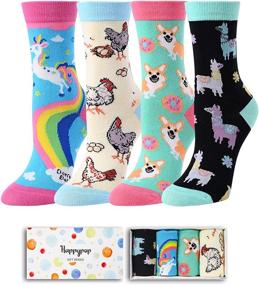 img 3 attached to Zmart Girls Funny Kids Unicorn Animal Llama Mermaid Food Socks Gift Box - Colorful and Playful Designs for Young Feet!
