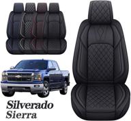 🚗 yiertai chevy silverado gmc sierra seat covers - waterproof leather front set, custom fit for 2007-2022 1500 2500 3500 hd crew double extended cab pickup truck - 2pcs front, black logo