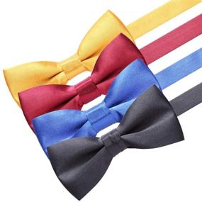 img 3 attached to AUSKY 4 Packs Adjustable Pre-tied Bow Tie for Infant, Baby Boys, Toddler, Child, Kids - Various Styles & Colors